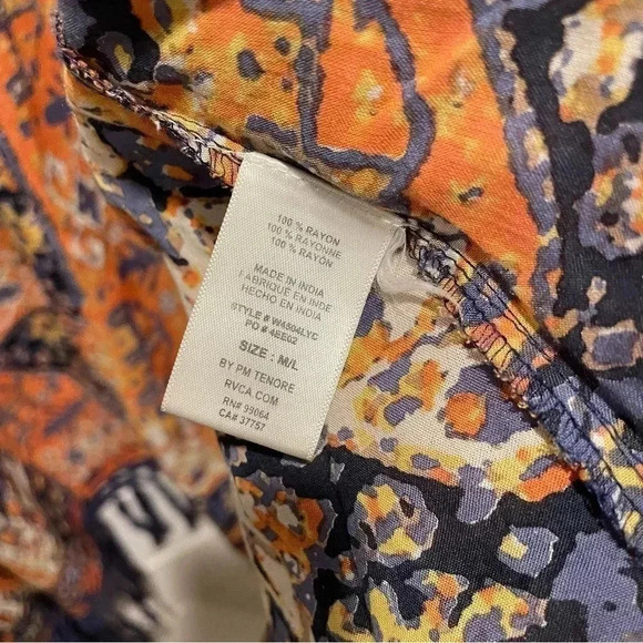 RVCA Lycia Blue Print Boho Fringe Kimono Top size M/L - Picture 13 of 13